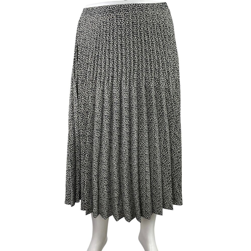 Max Studio Black White Printed Pleated High Waisted Maxi Flared A-Line Skirt XL